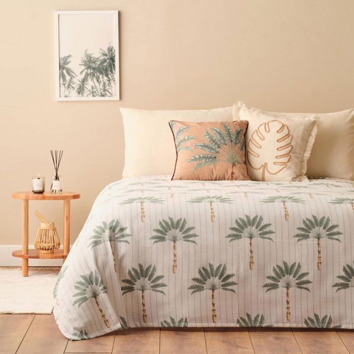 Brochet - Palmera - Imprimé Unique - 100% Coton - 200x220cm - Vert