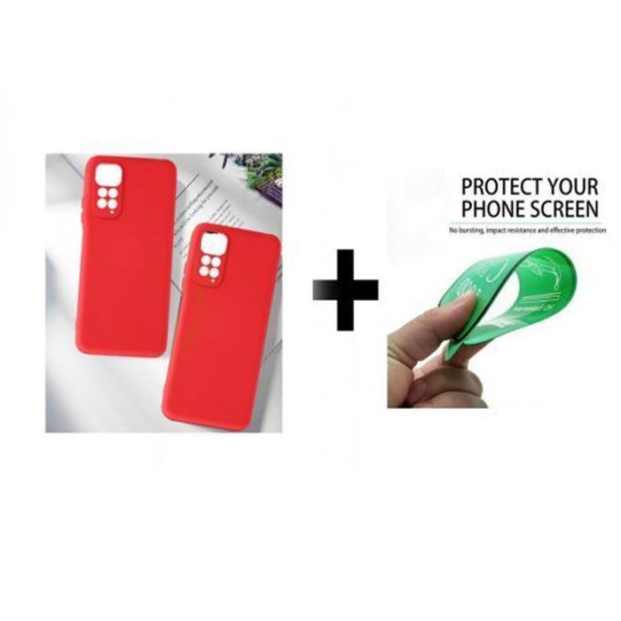 Case Pack : 2 Pochette Redmi Note 11S 4G Silicone Rouge Et Rouge + Protection Incassable