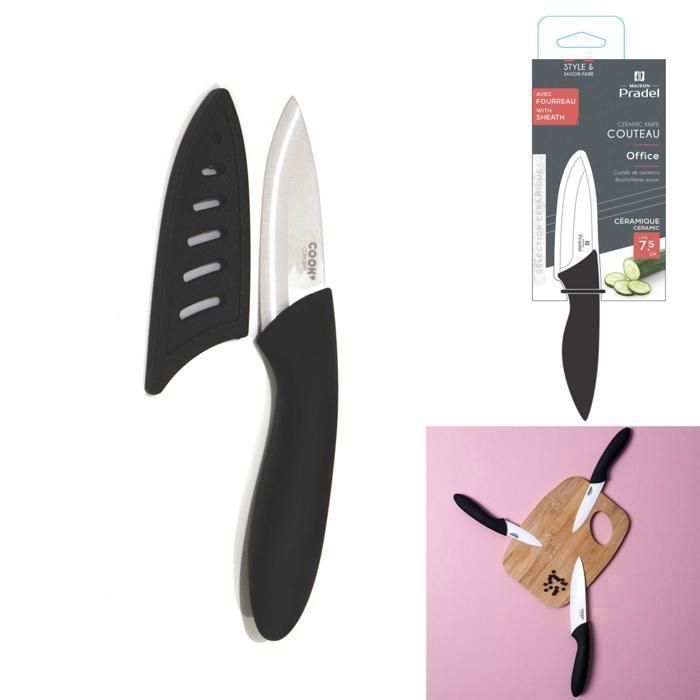 Couteau en céramique - M36 - 7.5 cm - Manche soft - Étui de protection