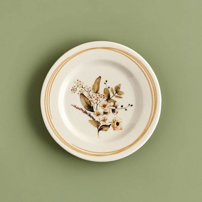 ASSIETTE À GÂTEAU FLORA EN GRÈS - 20 CM - Vert