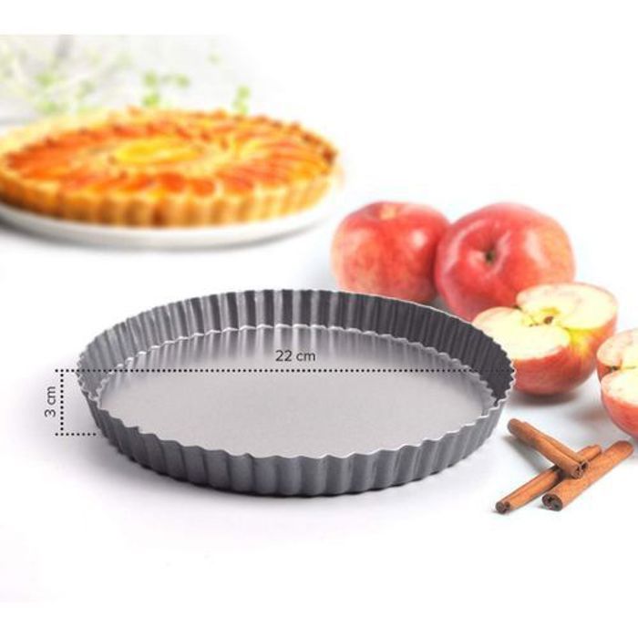 Moule à tarte antiadhésif 22 cm   Parfait pour les plats à tarte