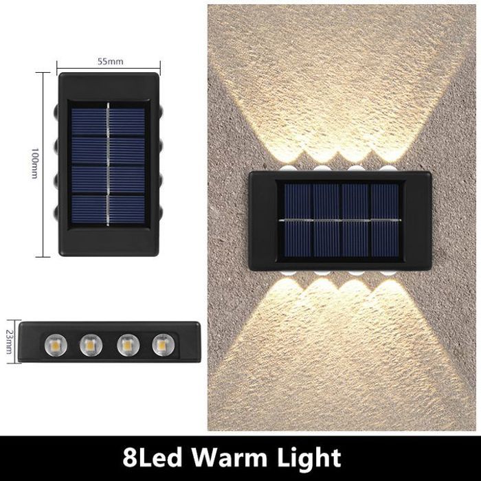 Lampes solaires d'extérieur en duo - éclairage solaire de jardin avec 8 led
