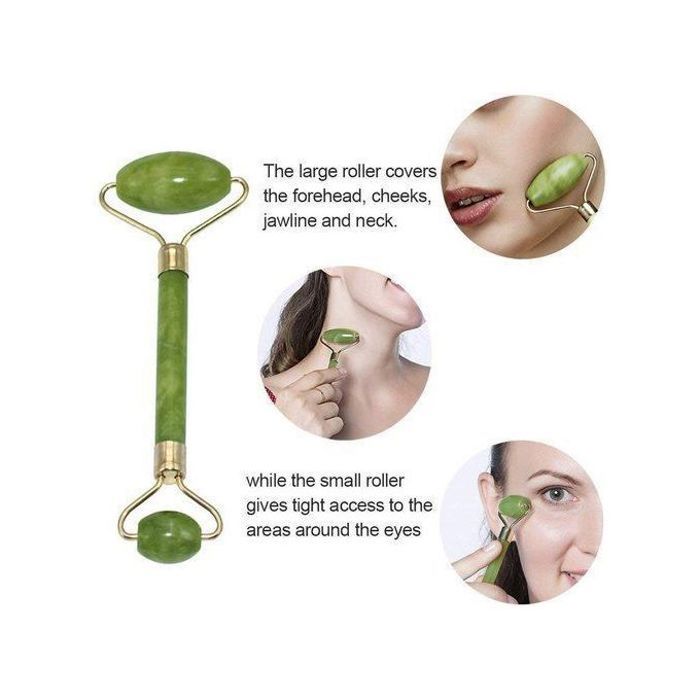 Guasha Naturel rouleau Jade pour Massage et Grattage Facial - Vert