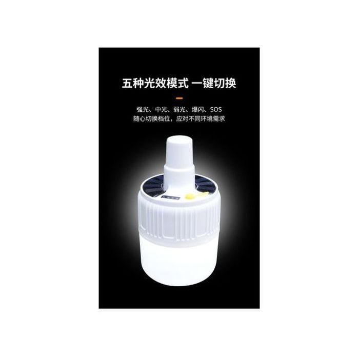 Lampe LED Solaire rechargeable - MARQUE - Modèle - 3 niveaux - Batterie 18650 - Charge USB rapide
