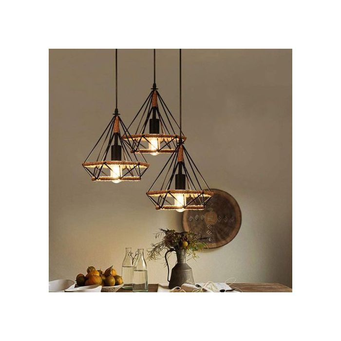Suspension , Lustre lampe diamant en corde E27 3en1