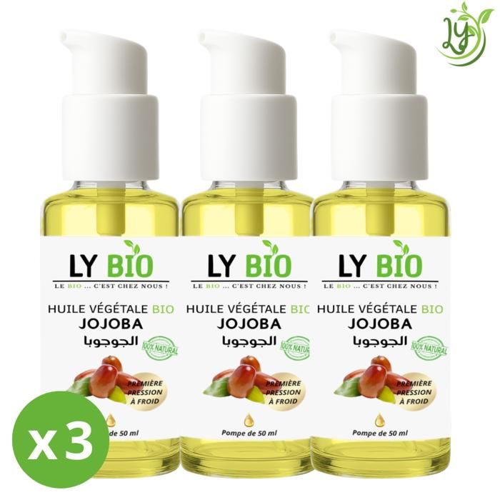 LYBIO PACK HUILE JOJOBA 50ML - POMPE LOT DE 3 bouteilles