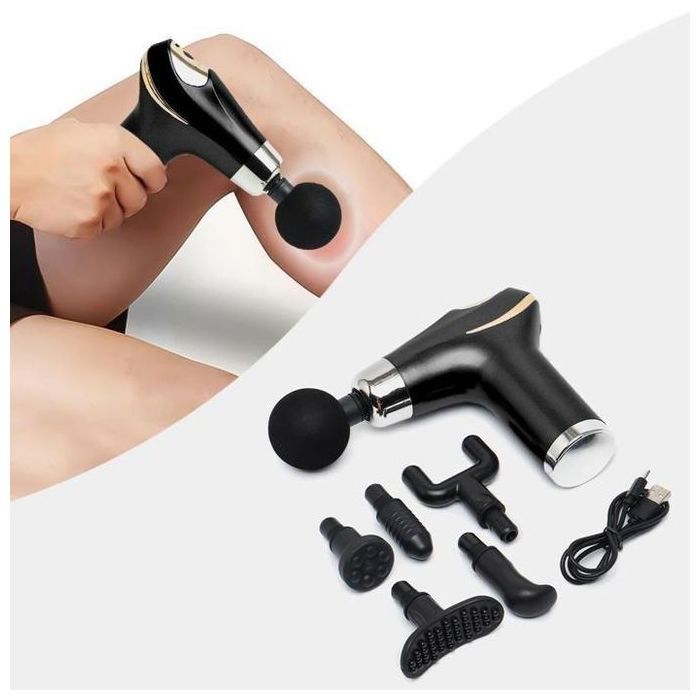 Appareil de massage - GENERIC - Sans fil - 8 têtes interchangeables - Fonction chaleur et froid - Noir