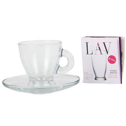 Borella Casalighi Rome Set à café avec assiette transparent, verre, transparent, 29x 7,5x 7cm - 1334