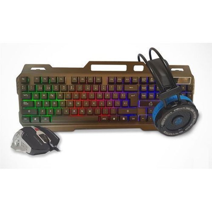 Jedel Pack Gaming 3 En 1 Casque Plus Souris et Clavier LED