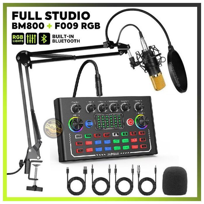 Microphone professionnel All In One Carte Son F009 RGB et Microphone BM800