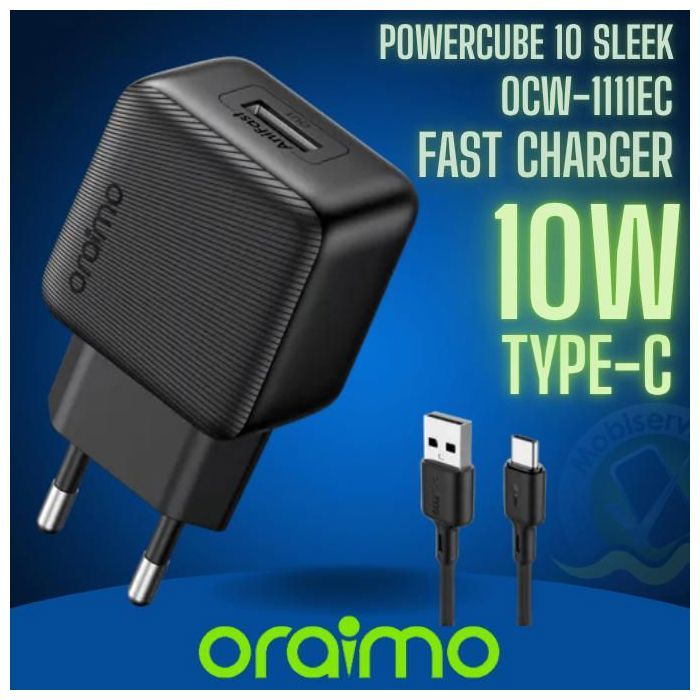 Oraimo Chargeur rapide 10W OCW-1111EC avec câble USB-C et multi-protection