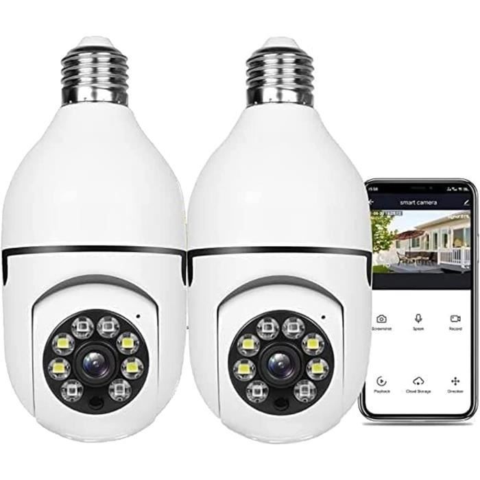 Caméra à ampoule E27 - HQLS - 2MP HD - Vision nocturne - Audio bidirectionnel - Détection de mouvement