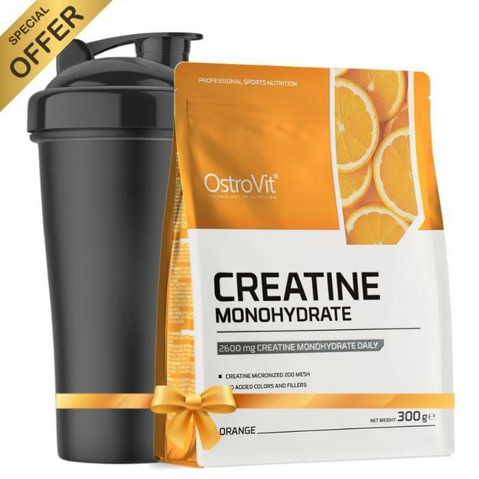 Pack Creatine Monohydrate 300 g Orange + Shaker