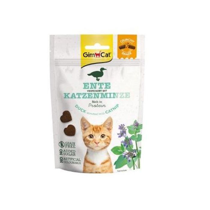 Snacks croustillants - Gimcat - Gc Crunchy - Canard - Herbe à chat - 50G