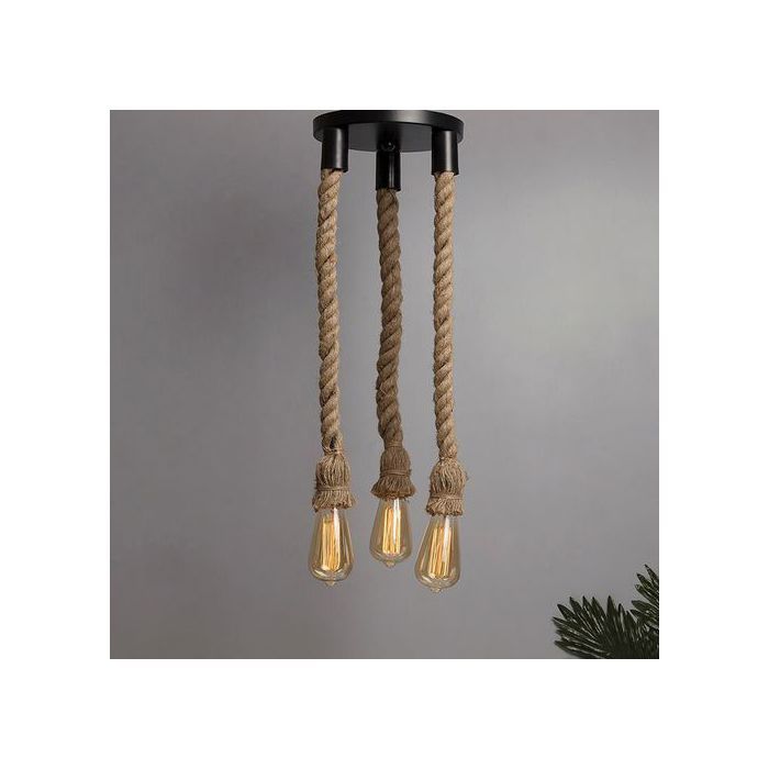 Lustre suspension vintage corde  3 en 1 + 3 ampoule edison led