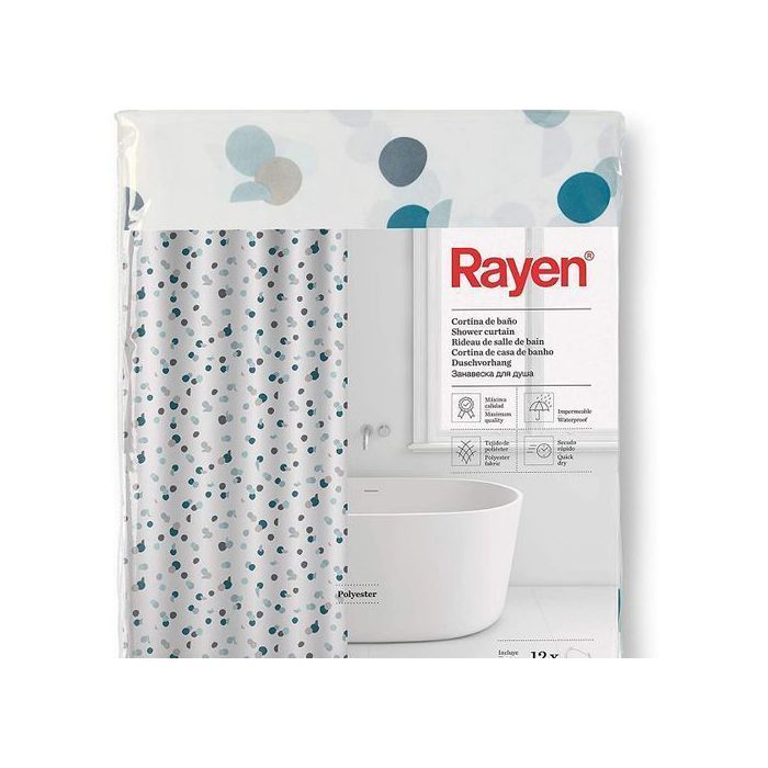Rayen Rideau de Douche Imperméable,Tissu Polyester,Séchage Rapide - 180 x 200 cm