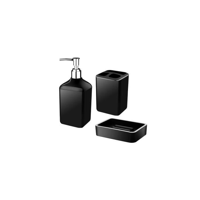 Ensemble de Salle de Bain 3 Pièces Carré - Noir