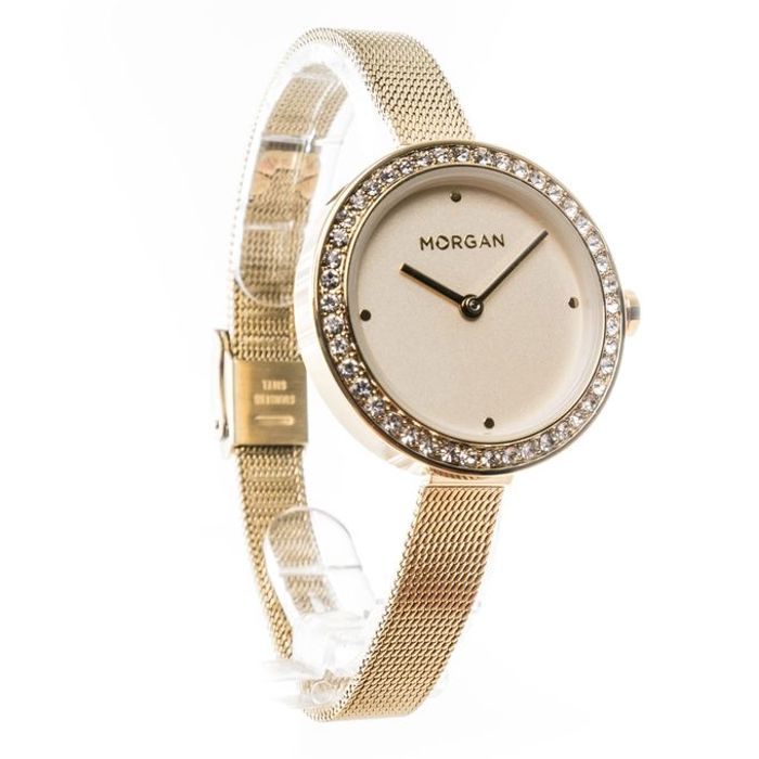 Montre Femme - MORGAN - Dore - Cadran Blanc - Bracelet Mailles Milanaises - Étanchéité 3 ATM