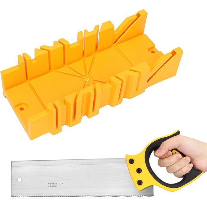 Boîte de rangement en plastique robuste avec scie arrière idéale pour les menuisiers.