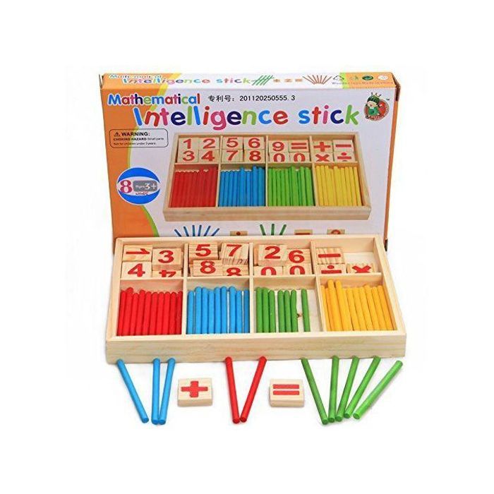 Bâton d'Intelligence Mathématique en Bois - Calculs pour Enfants - Multicolore