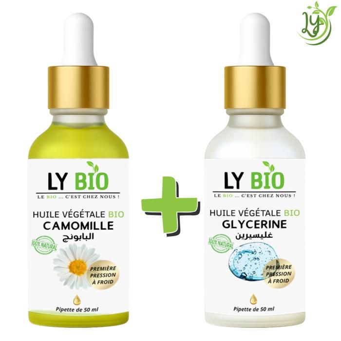 LYBIO PACK HUILE CAMOMILLE 50ML - PIPETTE + HUILE GLYCERINE 50ML - PIPETTE