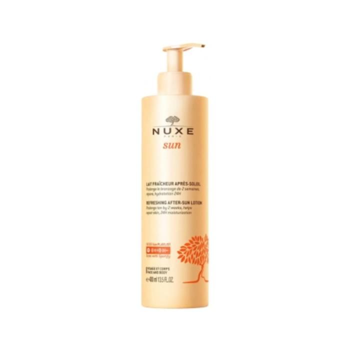 Lait Après-Soleil Visage et Corps Nuxe Sun 400ml - Hydratant et Apaisant - Fini Satiné - Parfum Floral et Sucré
