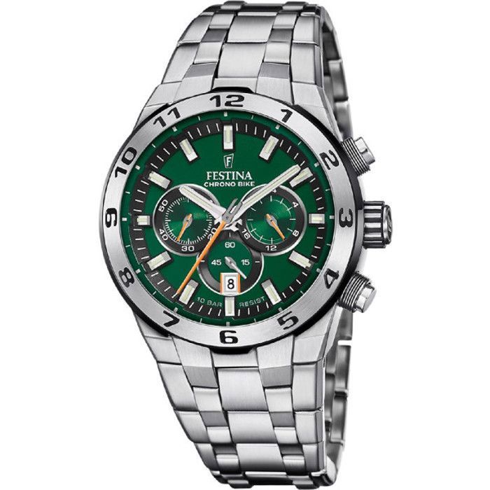 MONTRE POUR HOMME FESTINA CHRONO BIKE VERT AVEC BRACELET EN ACIER F20670/2