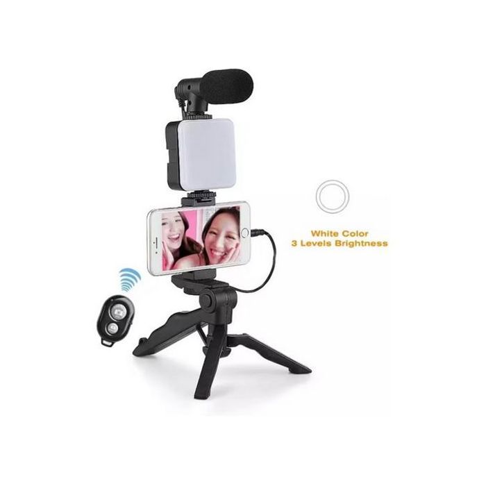 Kit Vidéo Vlogger - AY-49 - Trépied Portable - Microphone Omnidirectionnel - Réduction de Bruit - Léger