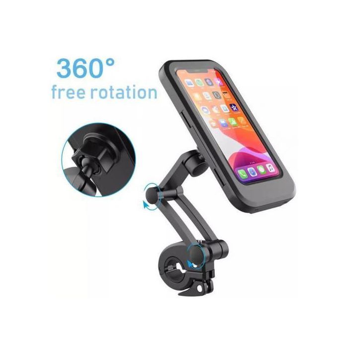Support de téléphone portable rotatif étanche pour moto et vélo