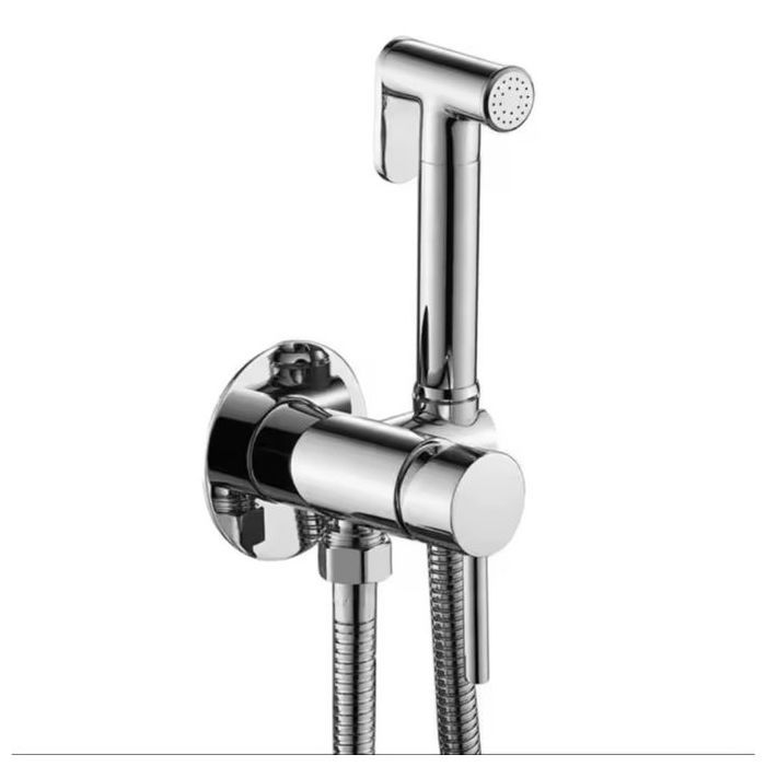 Kit de douche sanitaire avec robinet mélangeur design rond finition chrome