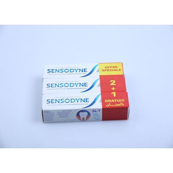 Dentifrice Blancheur - Sensodyne - Pack 2 x 50ml - 1 Gratuit - Dents Sensibles - Sans Alcool