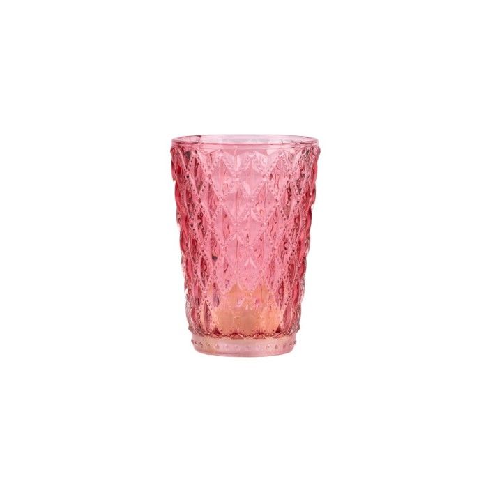 Photophore - CHF - Verre gravé - LED incluse - D7 cm - H11 cm - Design contemporain