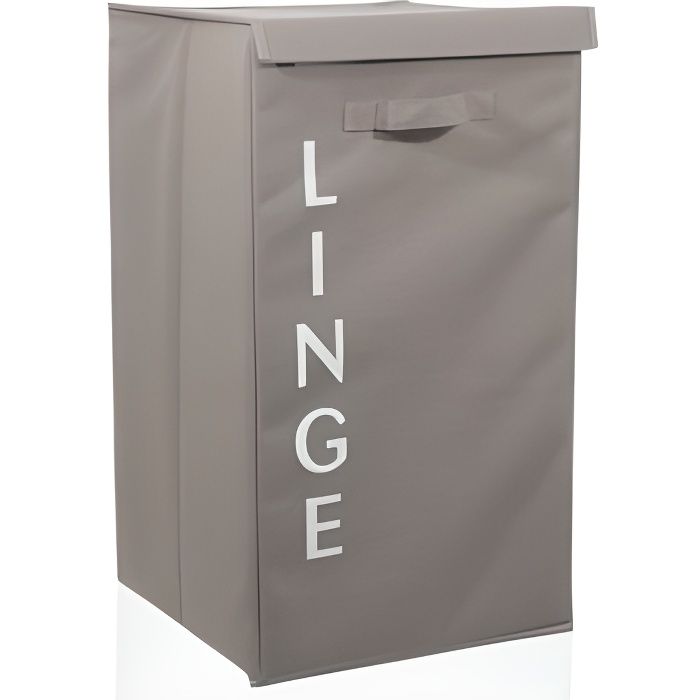 Panier à Linge - Ecriture Gris - Polyester 100% - Dimensions 36x36x63 cm - Style Contemporain