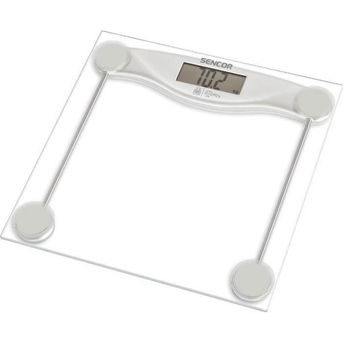 Pèse-personne - Sencor - SBS 113SL - Design ultra fin - Surface en verre - Capacité 150 kg (74x28,5 mm)