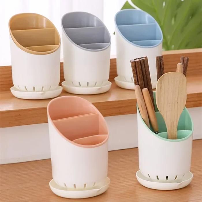 Offfre Support ustensiles de cuisine en plastique fourchettes cuillères couteaux(Couleur aléatoire)