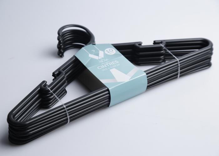 Set de 10 cintres en plastique avec barre pour pantalon 39,5 cm