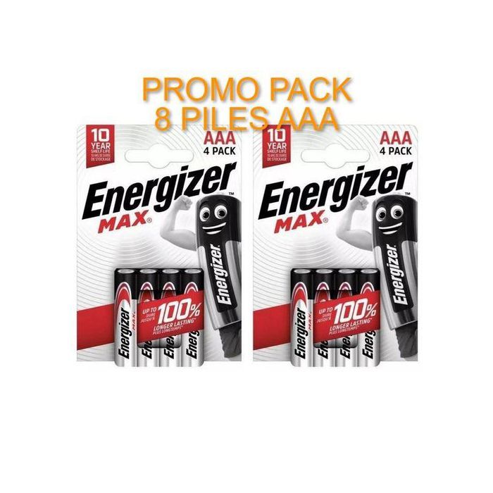 Energizer 8 Batteries AAA 1.5v Max Alcaline Pile 1.5volt, Blister 4 unités