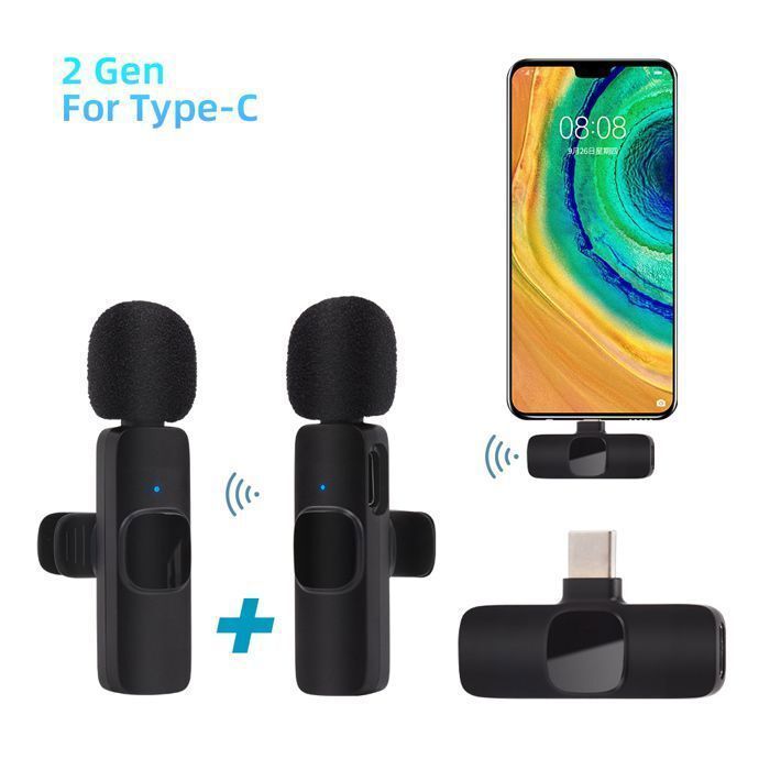 2 Microphone Lavalier sans fil K11 pour Type C Portable pour enregistrement Audio-vidéo Interview, jeu Android Youtube