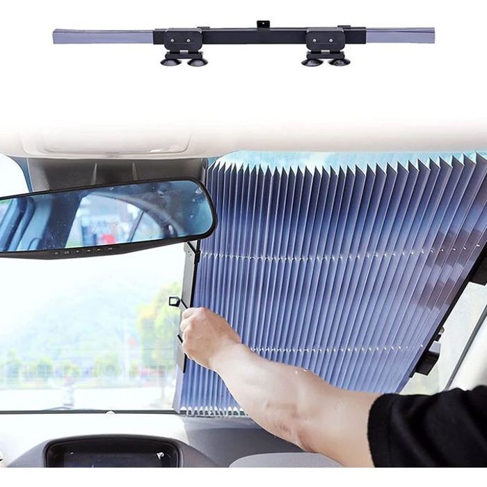 Pare-soleil de parebrise voiture rétractable avec ventouse automatique