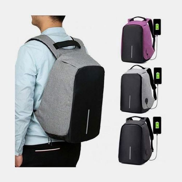 Sac à dos Anti Vol - MARQUE - Modèle - Port USB - Multifonctions - Gris