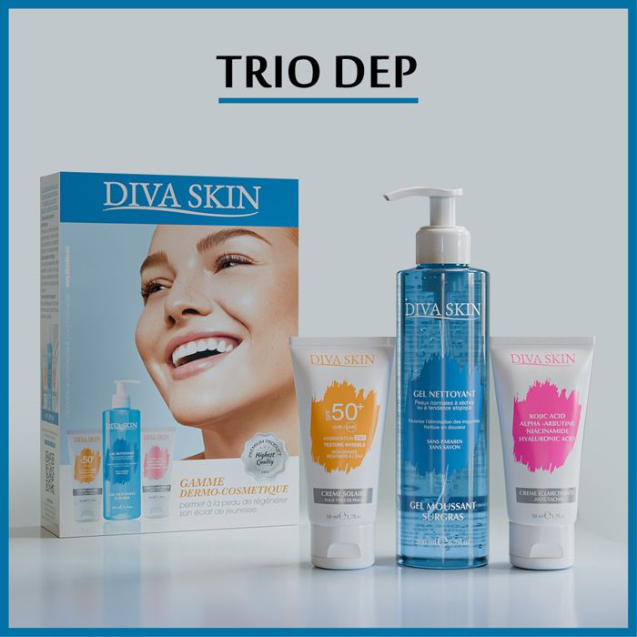 Pack de soins - Diva Skin - Crème Anti Taches 50ml - Gel Nettoyant 200ml - Soin sans parabène - Soin sans parfum
