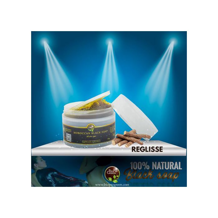 Savon noir - BIO PRO GREEN - Marocain - Parfumé à la réglisse - Exfoliant - Hydratant