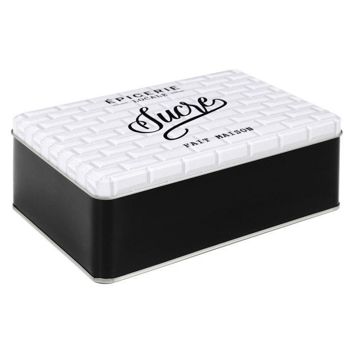 Boîte à Sucre en Métal "Brooklyn" 20cm Blanc & Noir