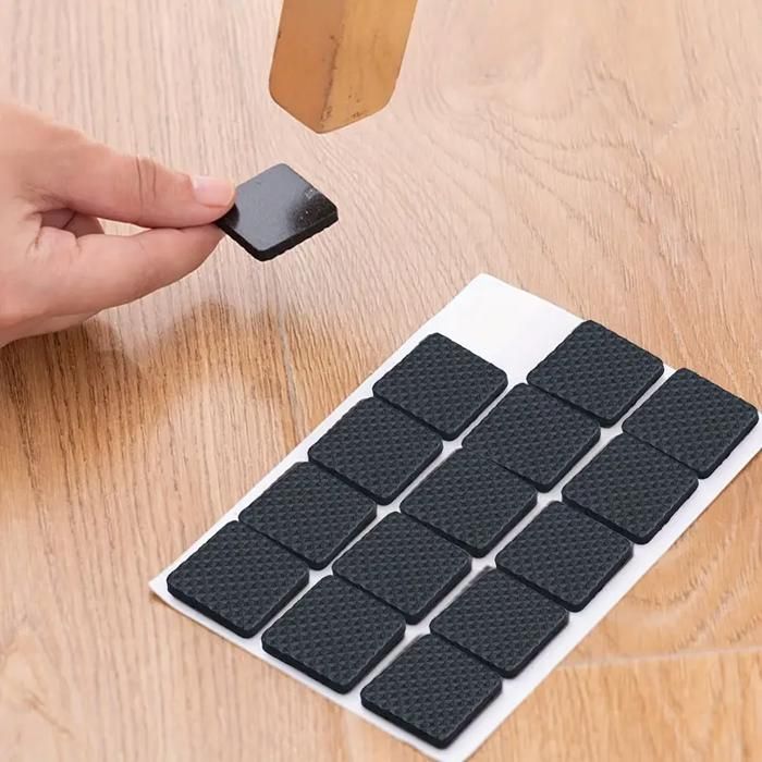 Lot de 24 coussinets adhésifs carré en caoutchouc pour chaises, tables et meubles