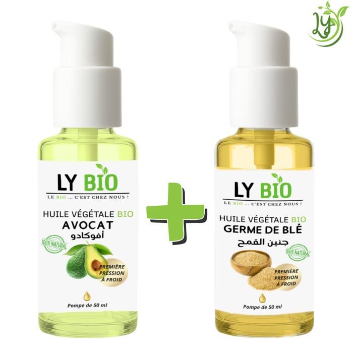 LYBIO PACK HUILE AVOCAT 50ml - POMPE + HUILE GERME DE BLE 50ML - POMPE