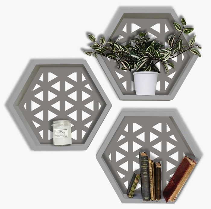CUBE HEXAGONAL AVEC LAZER 24.5X21X10 CM CL GRIS