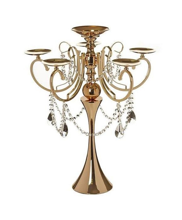 Chandelier or pampille et cristaux 70cm Sofia