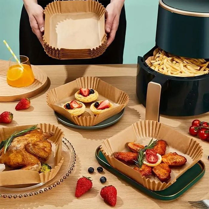 50pcs papier de doublure pour friteuse à air carrés,doublure antihuile 160x45mm