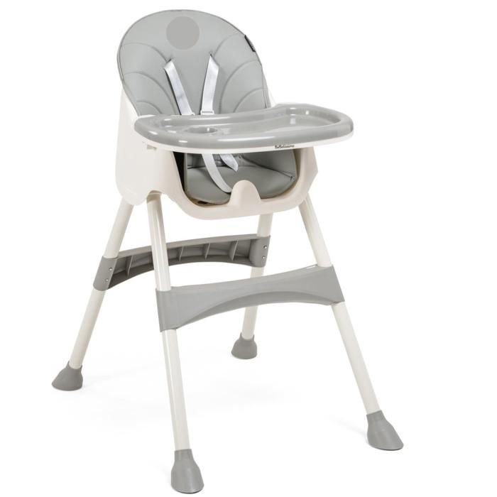 Chaise Haute Bébé Evolutive pour la table -Chaise de repas- hauteur réglable confort sécurité et siege de table avec 4 roues- Gris