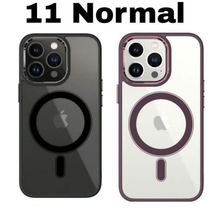2 Pochette Iphone 11 Silicone Transparente Super Magsafe Marron Et Noir